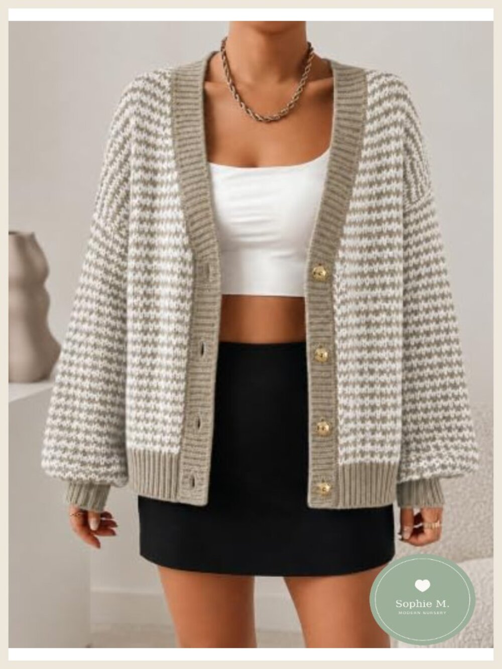 Chunky Knit Cardigan Women Cropped V Neck Button Front Fall Sweater - Picture 4 of 6